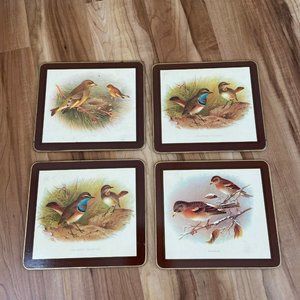 VTG 4 Cork Back Placemats Pimpernel Birds Theme 8.5'' x 7.5''